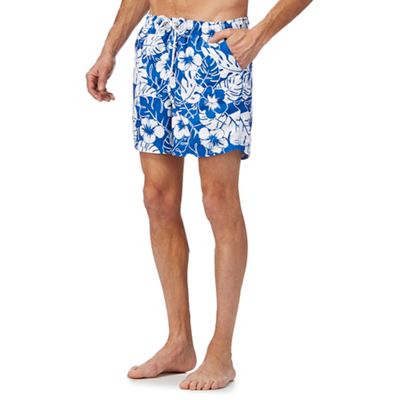 Blue floral print swim shorts